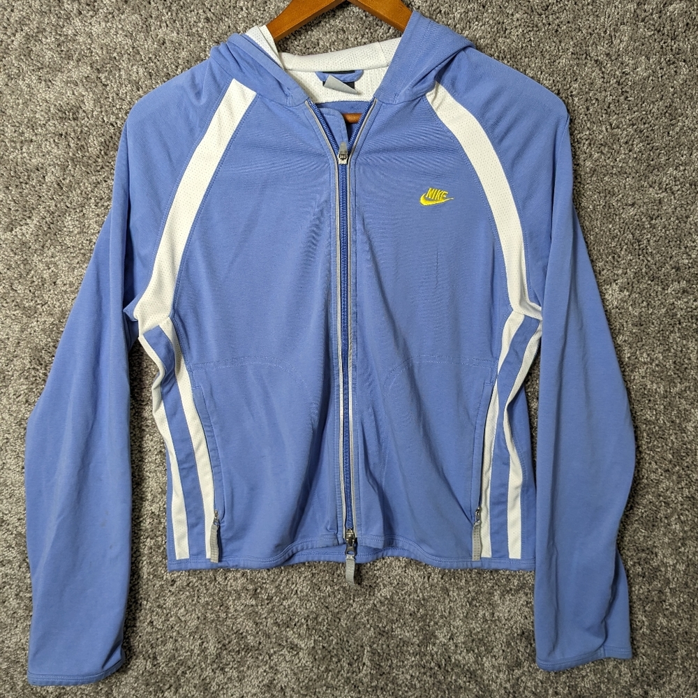Blue And White Nike Dri-Fit Jacket With Logo